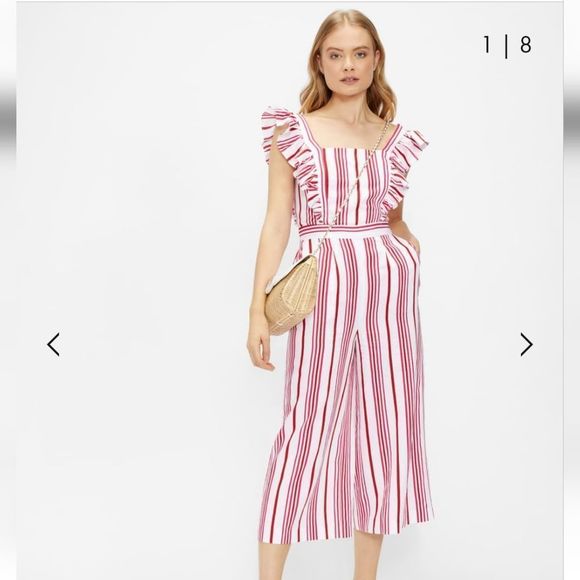 Ted Baker Pants - Ted Baker London Birdiee Ruffle Stripe Culotte Jumpsuit size 0 (US 2)